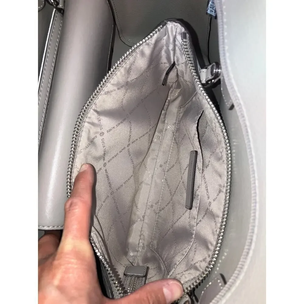 MICHAEL KORS TWO WAY GRAY PEBBLED CROSSBODY TOTE BAG